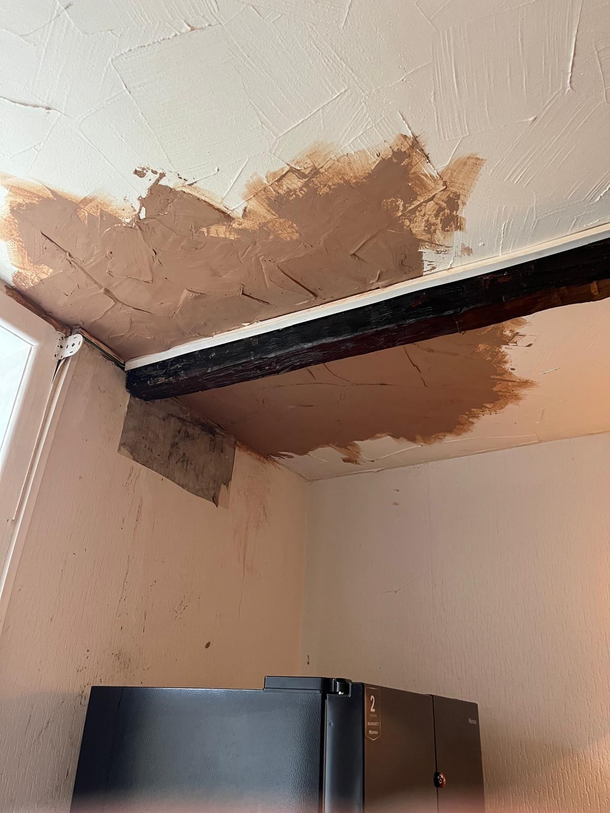 Freshly replastered ceiling in a period property